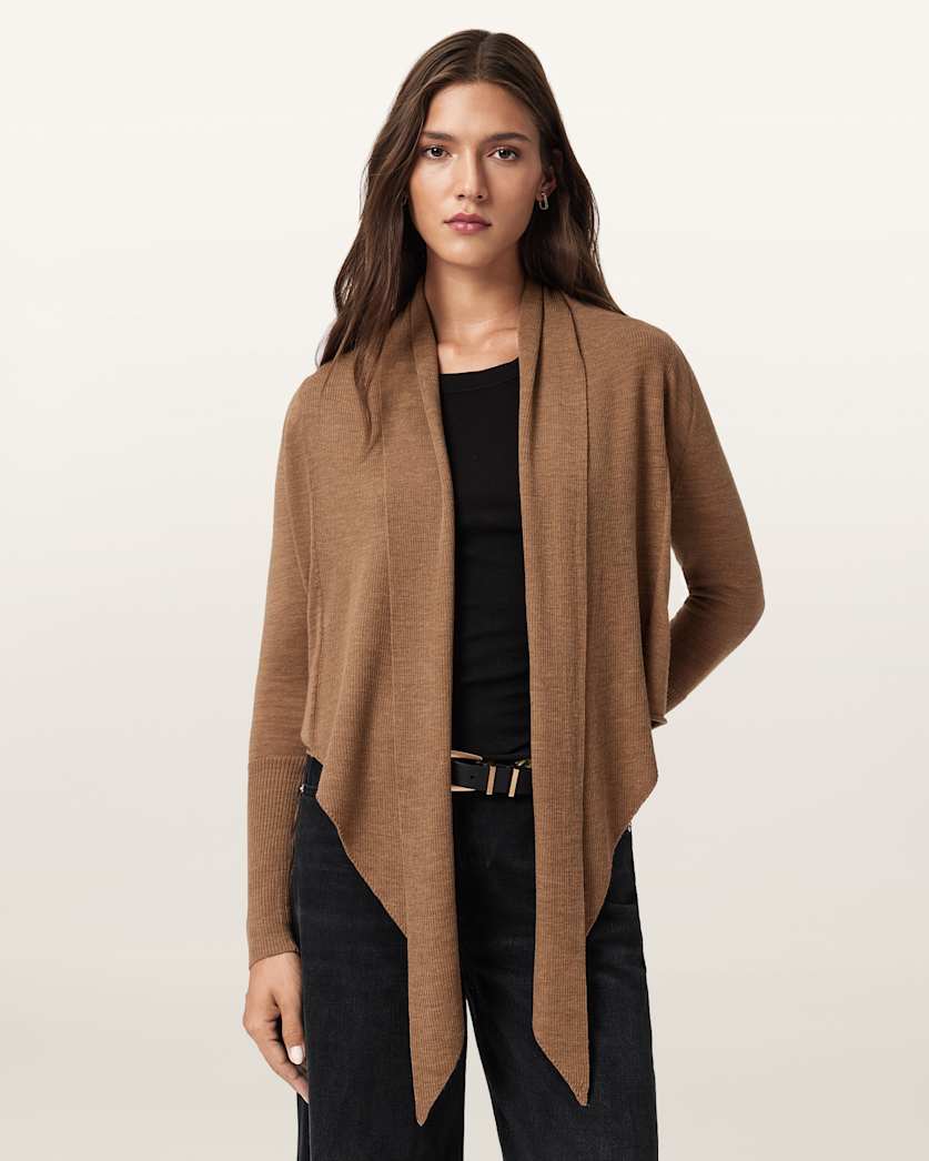 Wasson Pirate Lightweight Merino Cardigan CAMEL BROWN | ALLSAINTS US